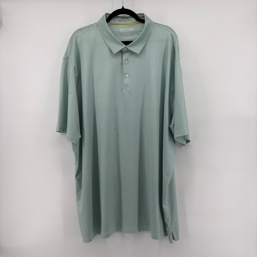 Maelreg Men's 4XL Performance Golf Polo Shirt Green Geometric Stretch Dry Fit - Picture 2 of 7